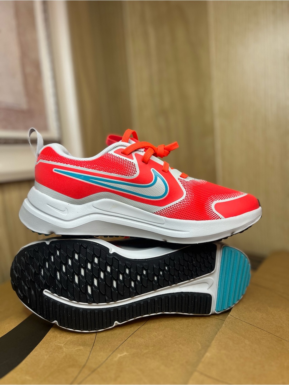 Nike Kids Sneakers - Coral Red with Teal Accent